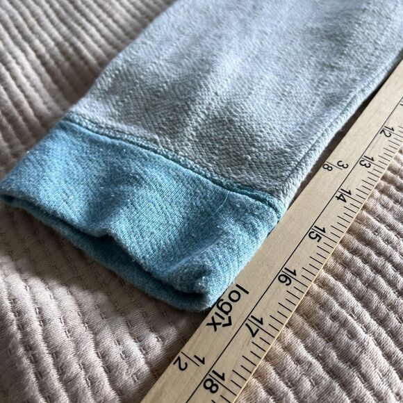 L.L.Bean Sweatshirt Womens Large Blue Green Raglan Textured Sleeves Pullover - Picture 9 of 9